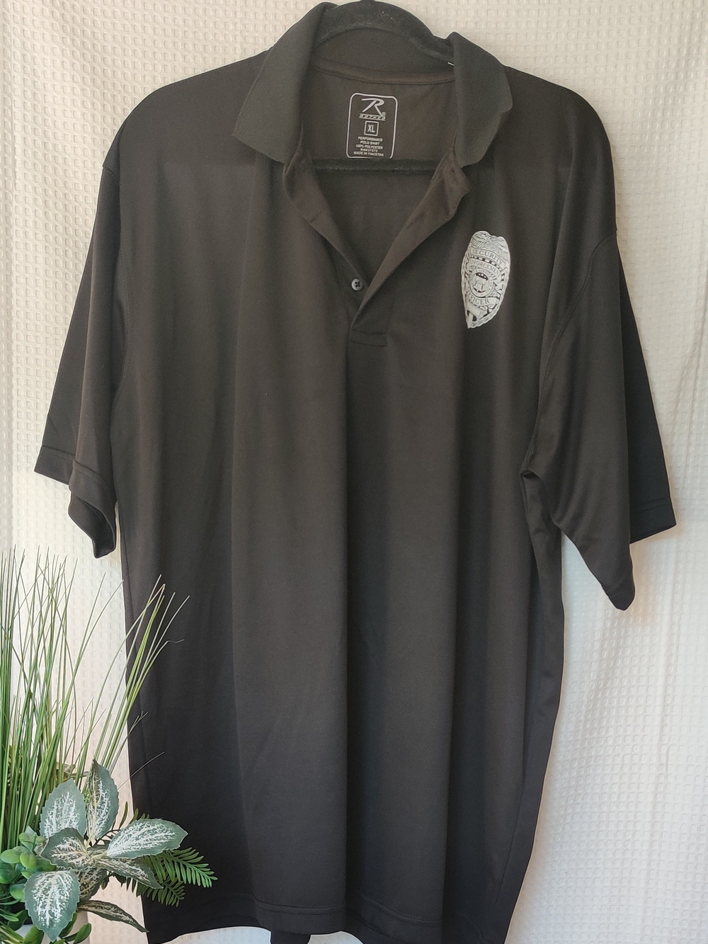 Rothco Mens Security Badge Moisture Wicking Black Polo Shirt Size XL